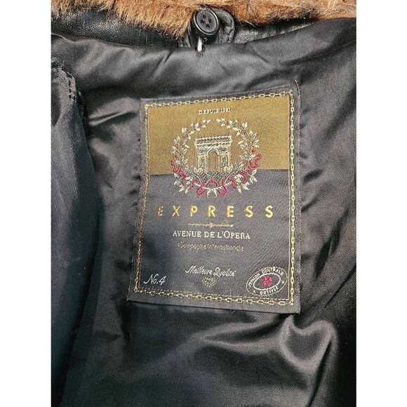 Express Vintage 80's black Leather Jacket Womens Size Small - Picture 7 of 13